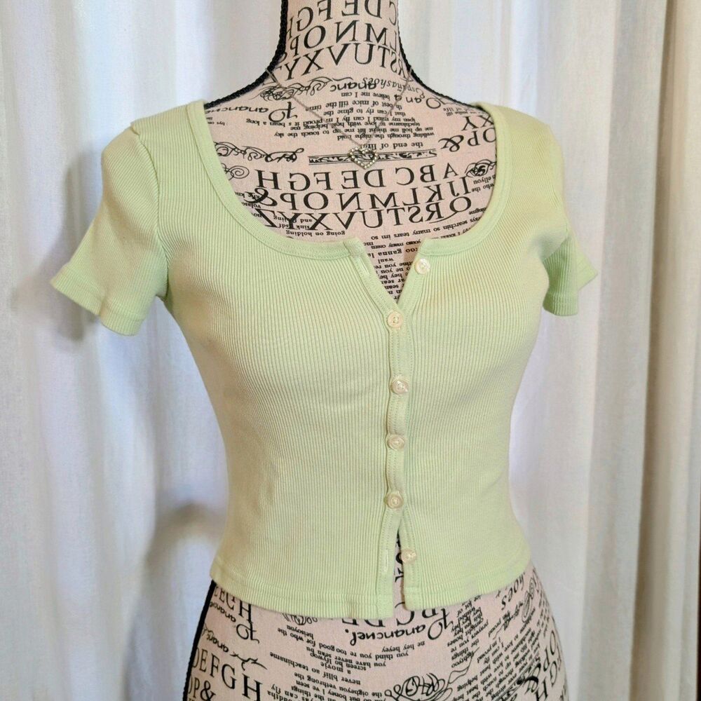 John Galt Pacsun pastel green baby tee